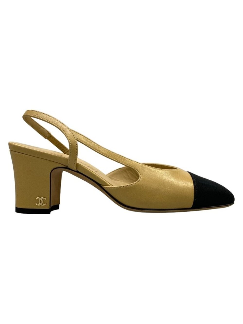 Chanel Sandals 35 C Beige Black Leather - Picture 4 of 13